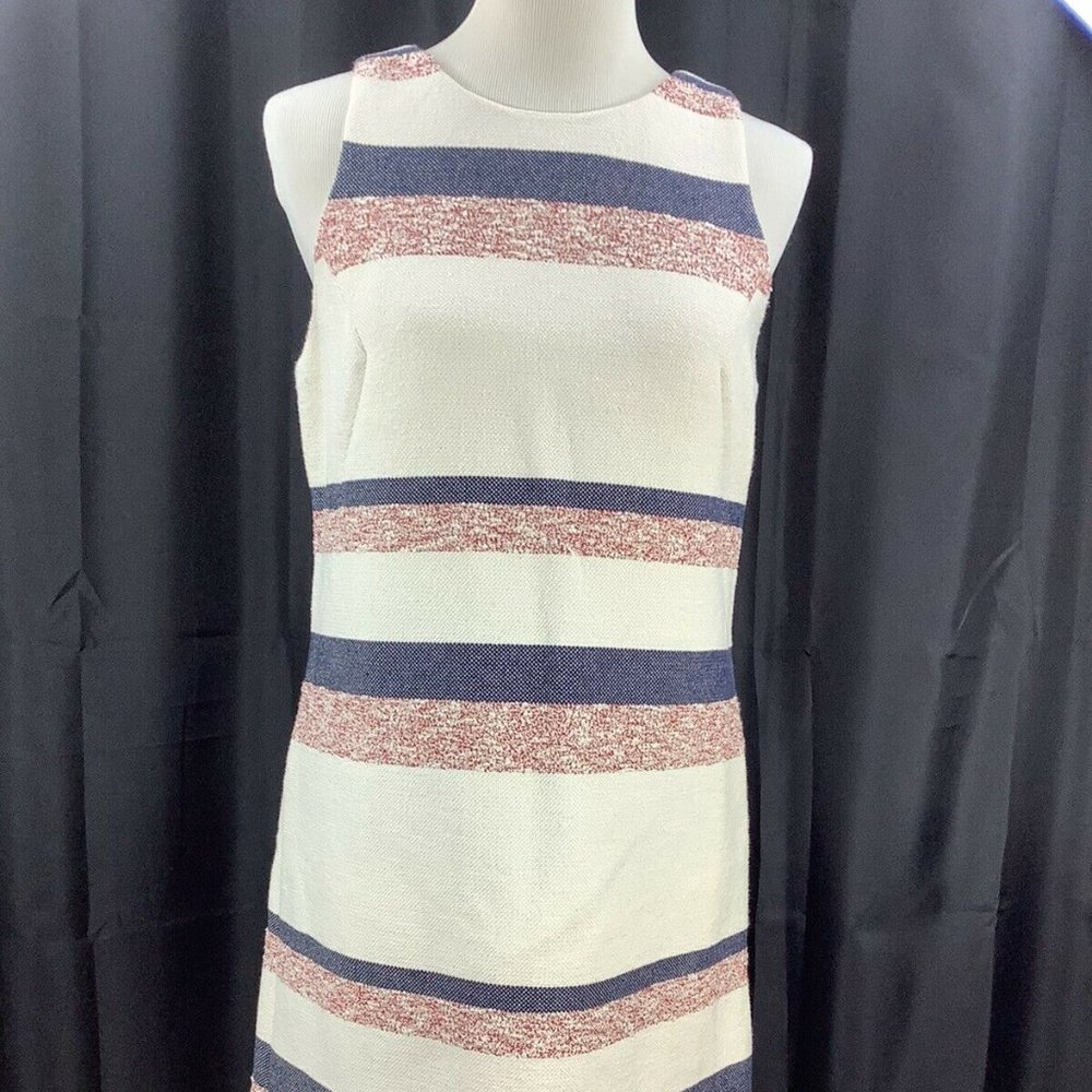 ANN TAYLOR Women's Size 6 Dress Shift Sleeveless Boulce Tweed Striped